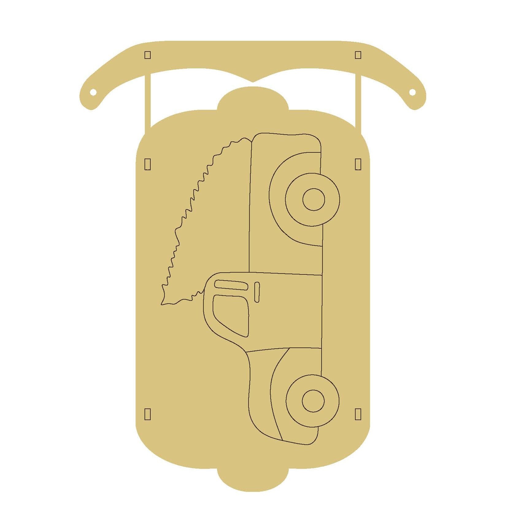 PPHQ Dimensional Sled Christmas Truck Unfinished Wood Cutout Style 3