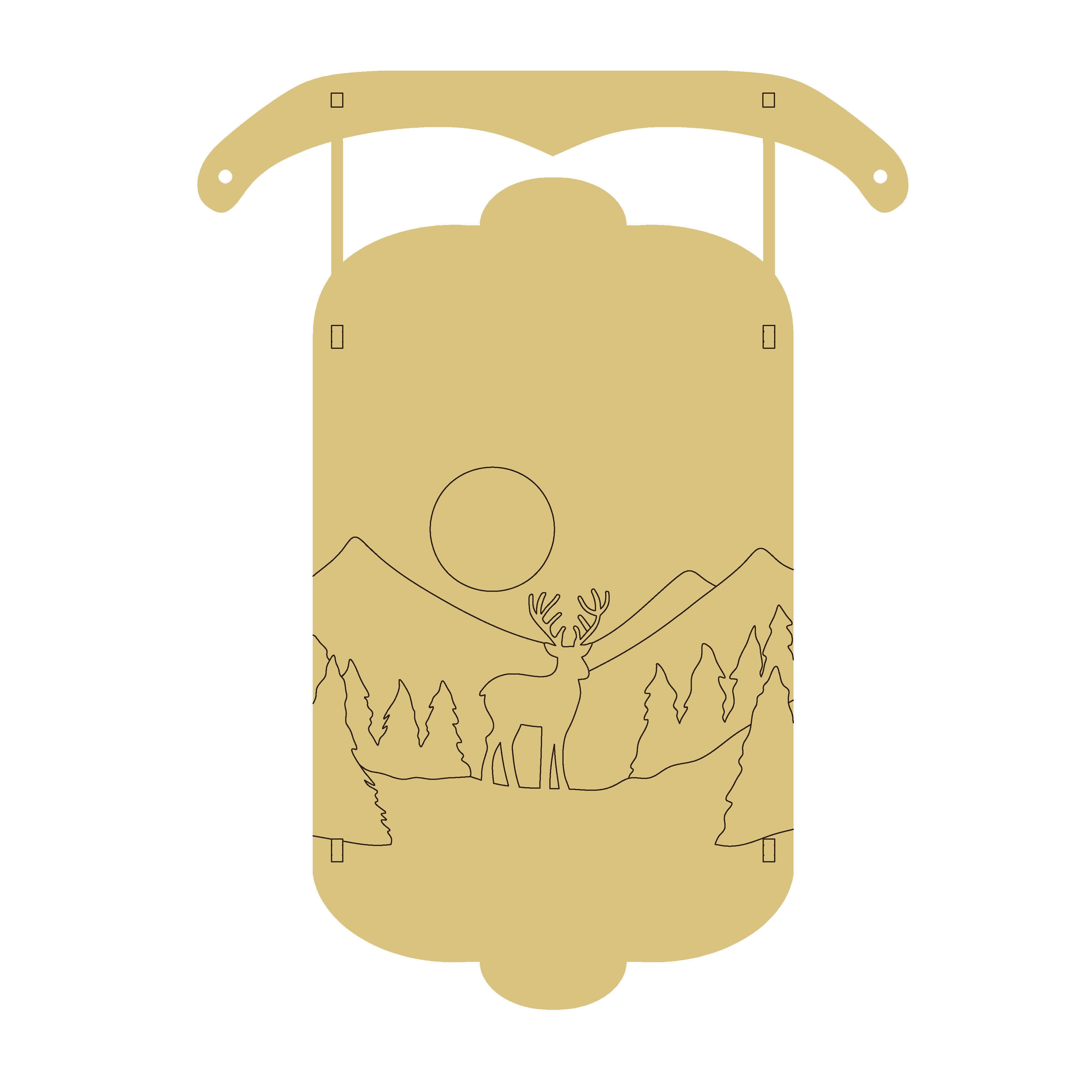 PPHQ Deer Scenery Dimensional Sled Unfinished Wood Cutout Style
