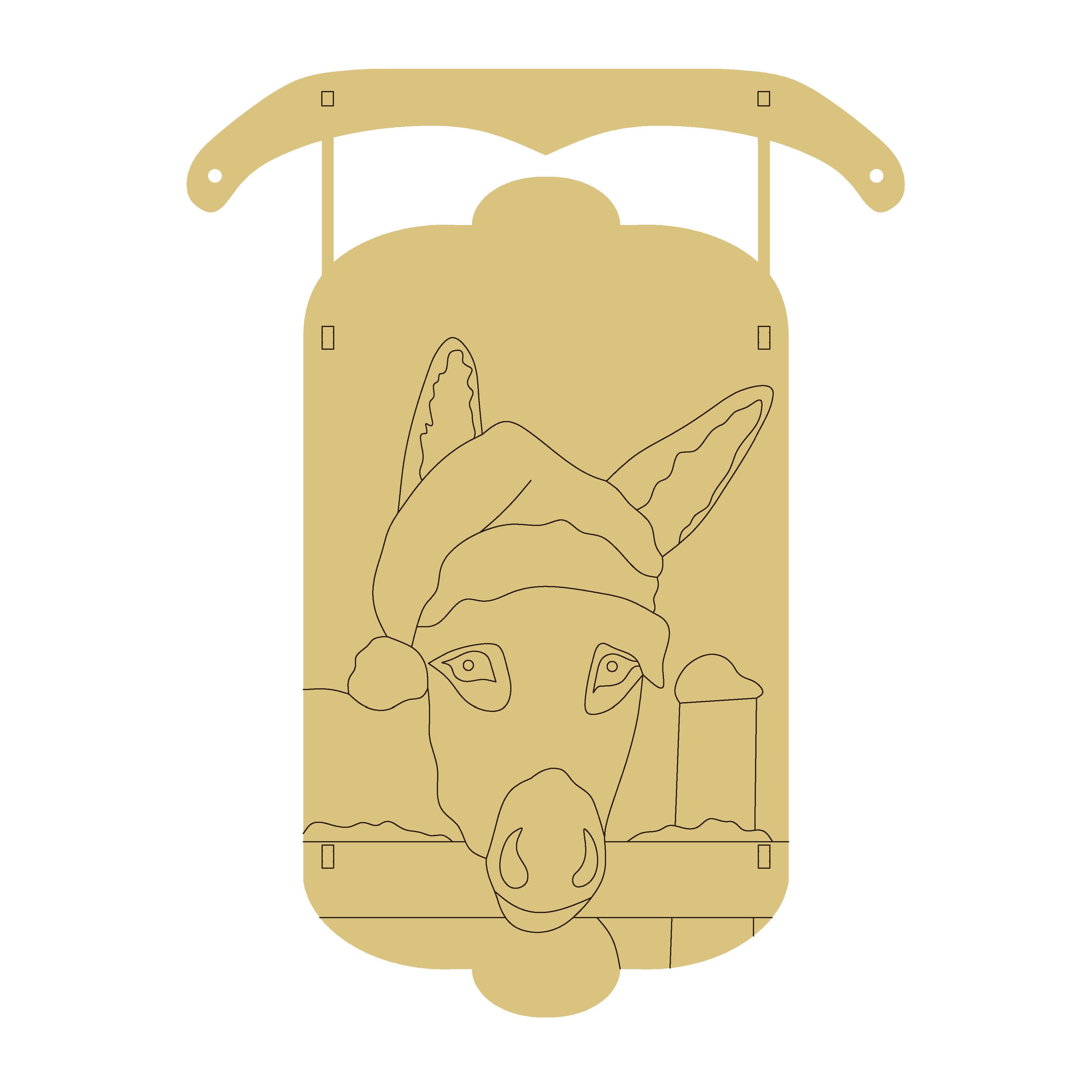 Christmas Donkey Dimensional Sled Unfinished Wood Cutout Style 3