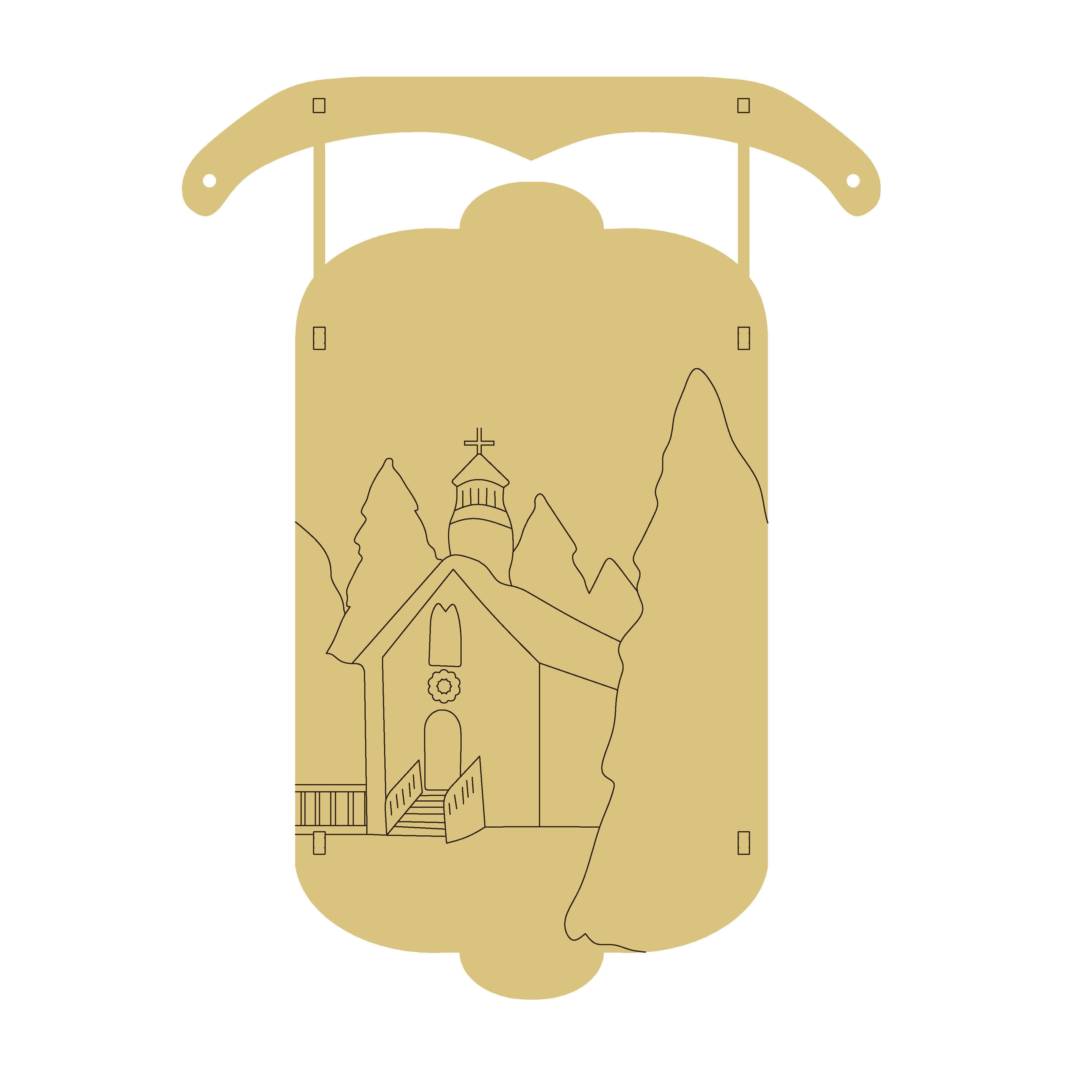 PPHQ Church Dimensional Sled Unfinished Wood Cutout Style 3