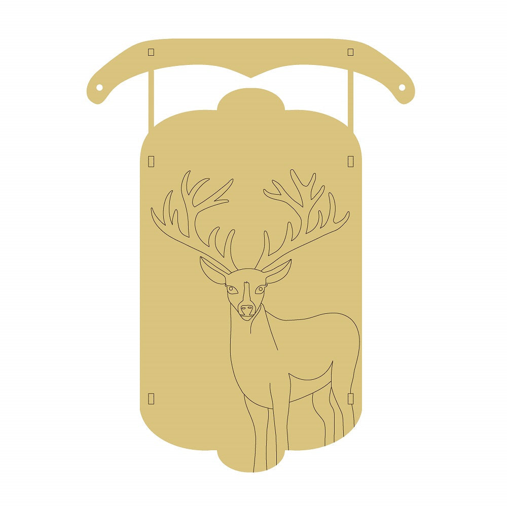 PPHQ Dimensional Sled Deer Unfinished Wood Cutout Style 3 Art 34