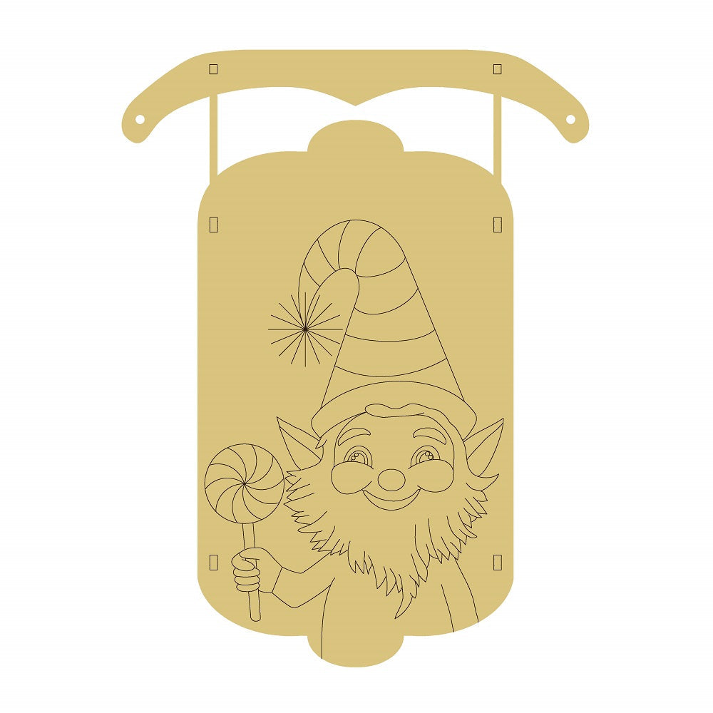 PPHQ Dimensional Sled Gnome Unfinished Wood Cutout Style 3 Art 36