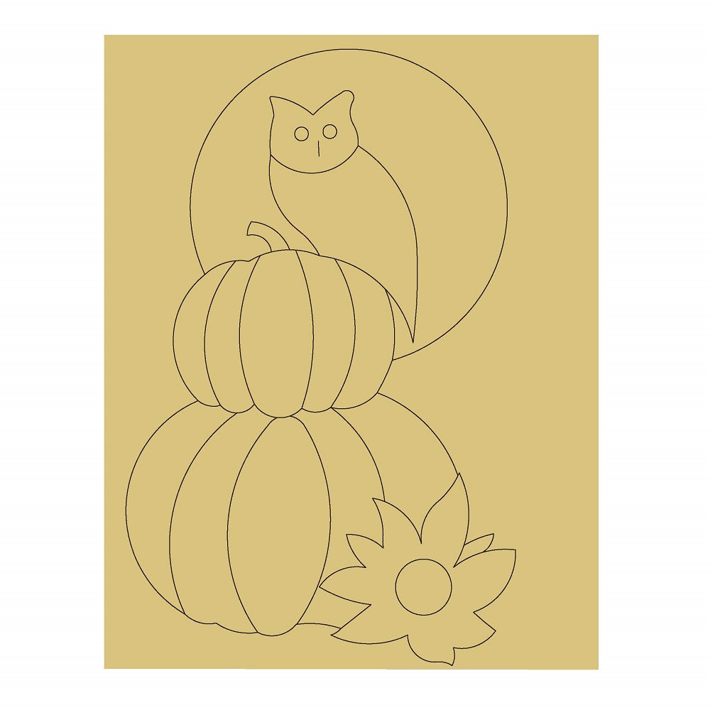 PPHQ Fall Owl Design By Lines Unfinished Wood Cutout Style 2