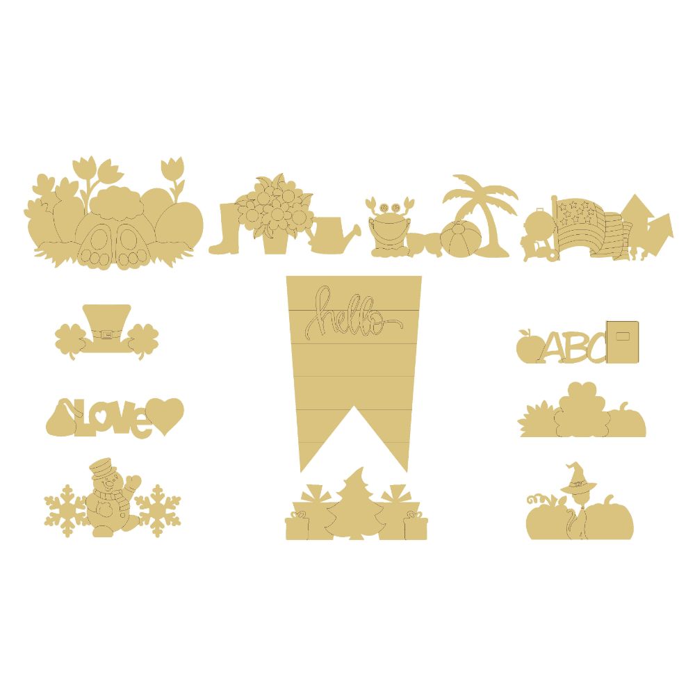 PPHQ Design Line Interchangeable Flag Unfinished Wood Cutout Kit 1