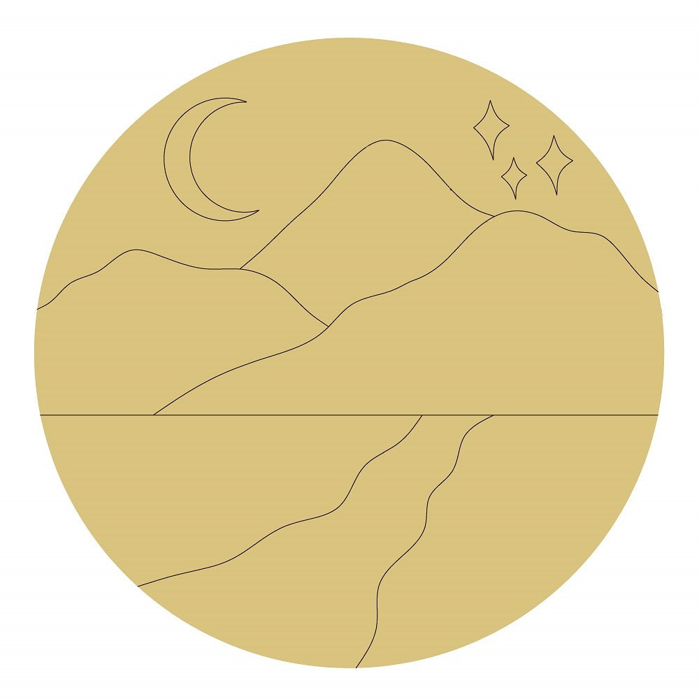 PPHQ Mountains Design By Lines Unfinished Wood Cutout Style 3