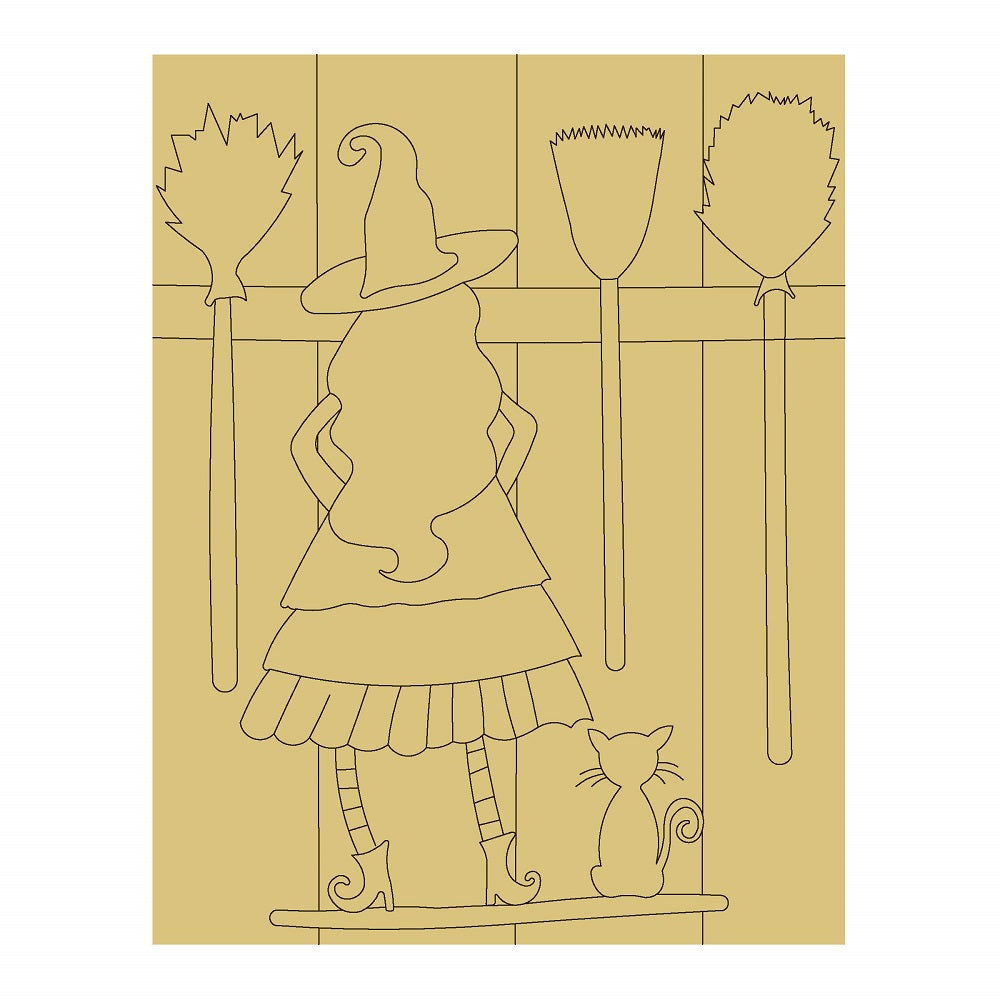PPHQ Witches Be Crazy Design By Lines Unfinished Wood Cutout Style 1
