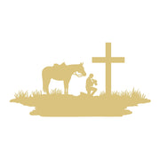 Basic Shape Praying- Cowboy MDF Cutout – Unfinished Craft Blank for DIY Decor & Door Hangers