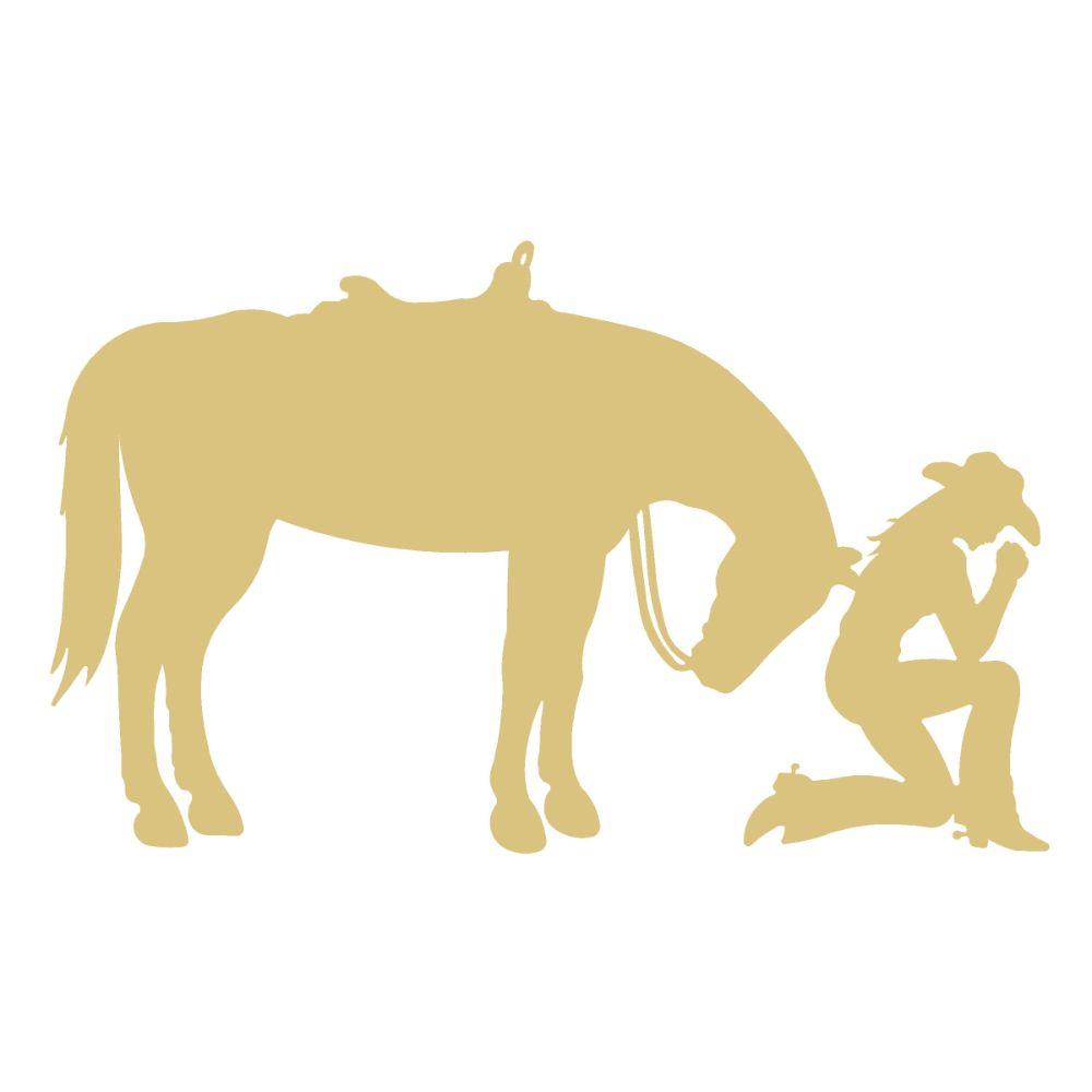 Basic Shape Horse MDF Cutout Praying Cowgirl Silhouette - Unfinished For DIY
