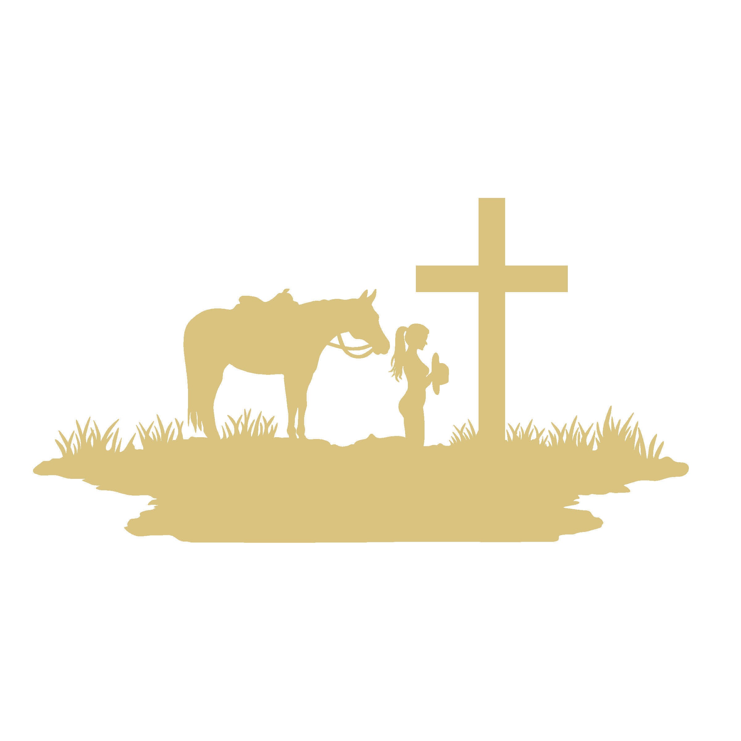 Basic Shape Praying- Cowgirl MDF Cutout – Unfinished Craft Blank for DIY Decor & Door Hangers