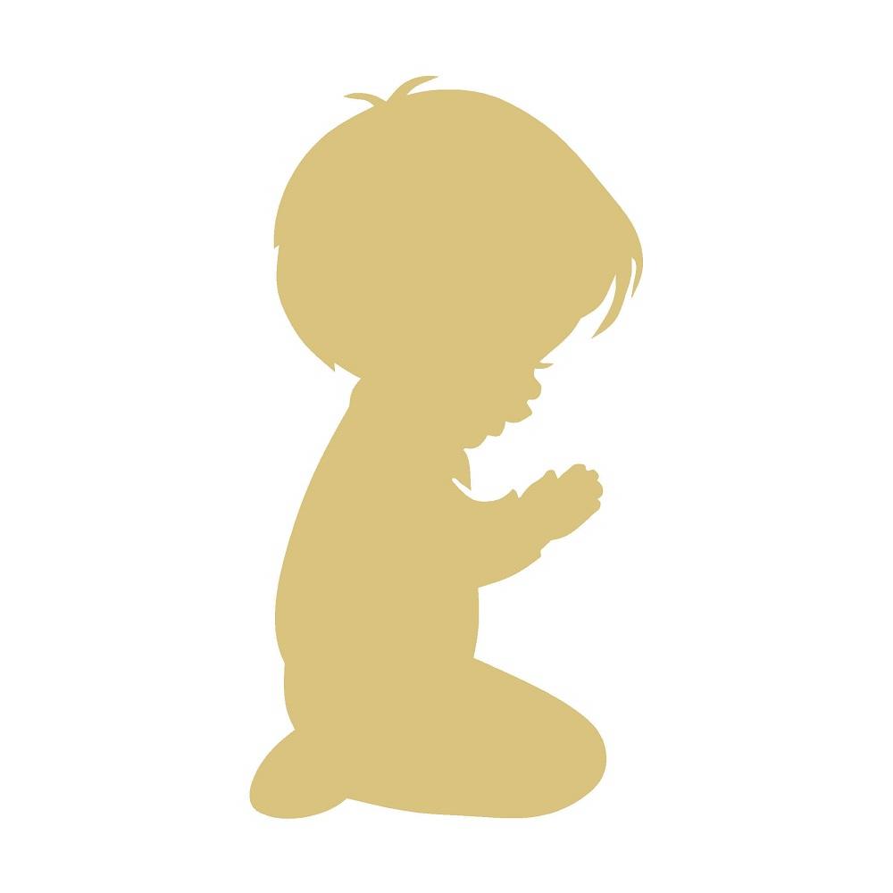 Basic Shape Kneeling Praying Boy MDF Cutout Praying Silhouette - Unfinished For DIY
