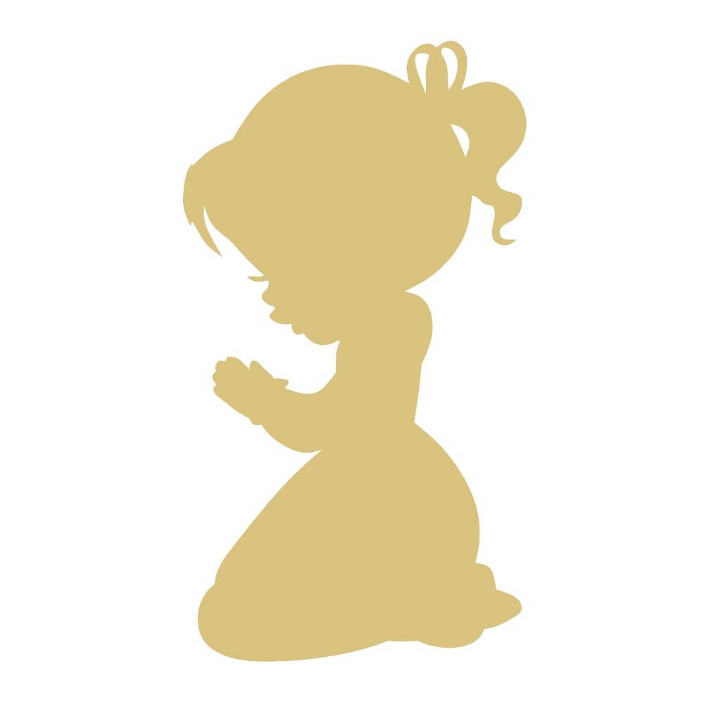 Basic Shape Girl MDF Cutout Praying Silhouette - Unfinished For DIY