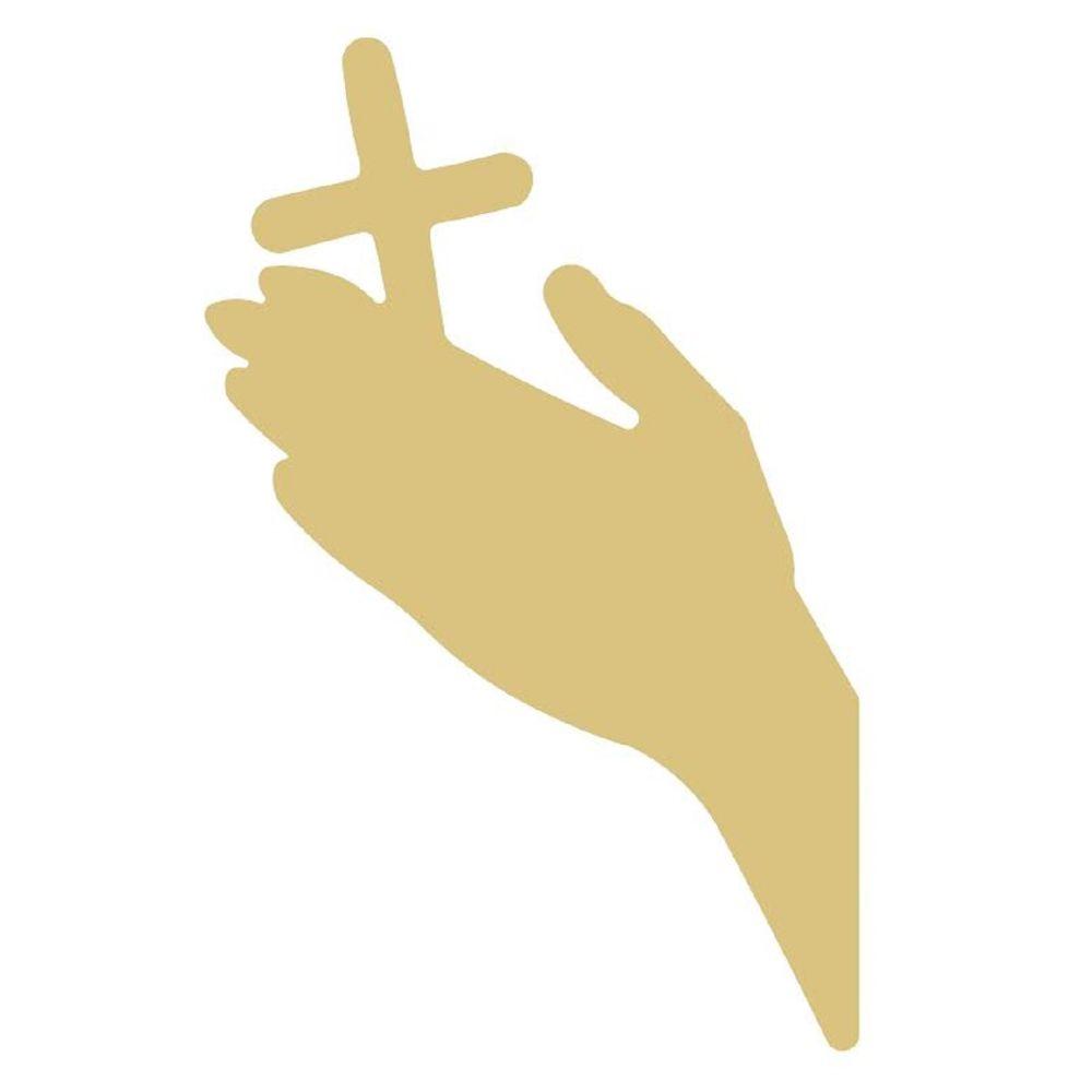 Basic Shape Praying Hands MDF Cutout With Cross - Unfinished For DIY