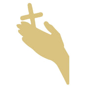 Basic Shape Praying Hands MDF Cutout With Cross - Unfinished For DIY