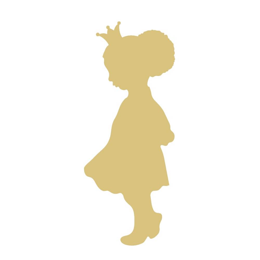Basic Shape Princess MDF Cutout Crowned Silhouette - Unfinished For DIY
