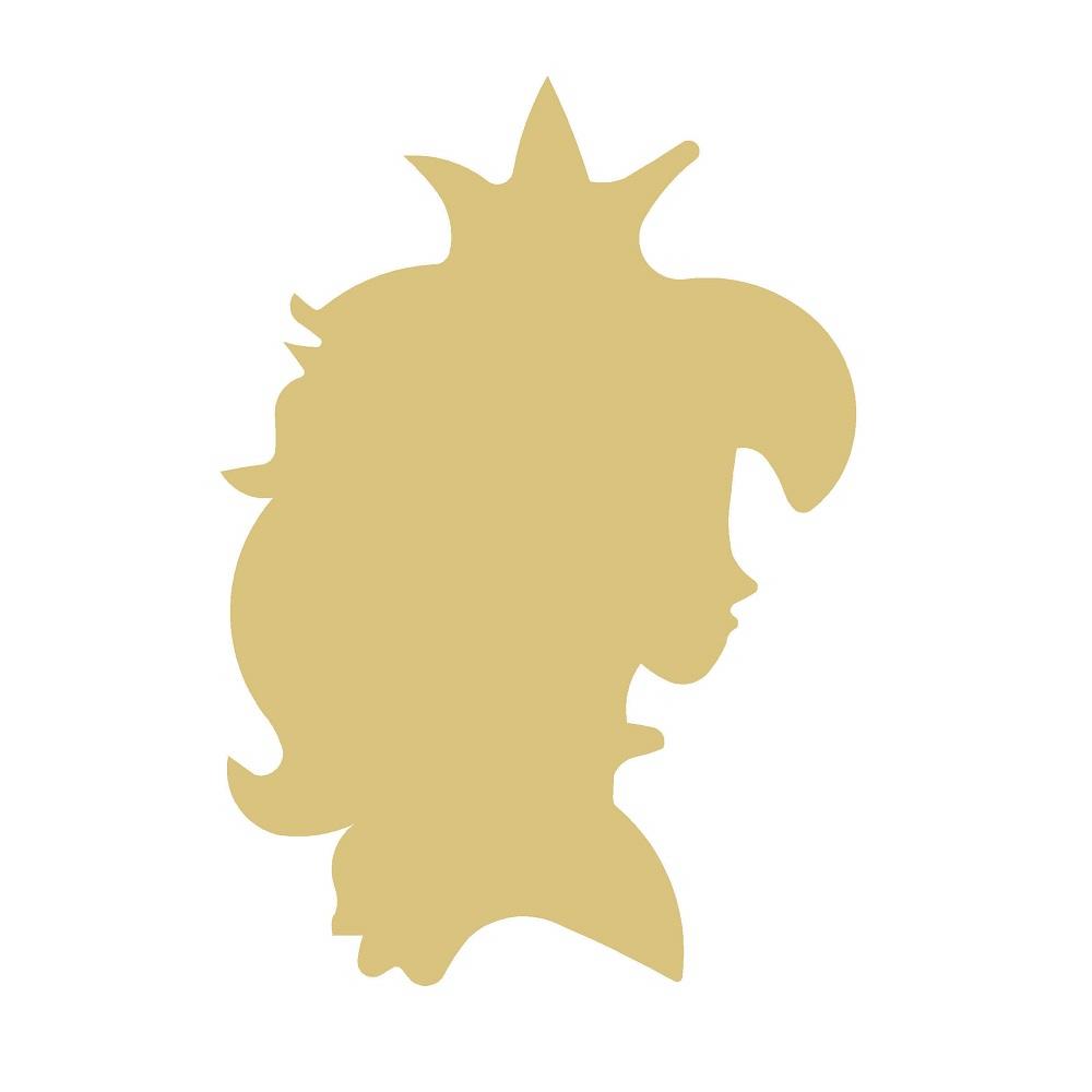 Basic Shape Princess Head MDF Cutout Silhouette Style 2 - Unfinished For DIY