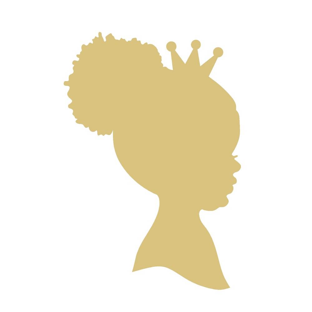 Basic Shape Princess Head MDF Cutout Crown Silhouette Style 3 - Unfinished For DIY