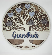 3D Print Shop Round MDF Cutout Grandkids Family Tree - Printed Design for Display