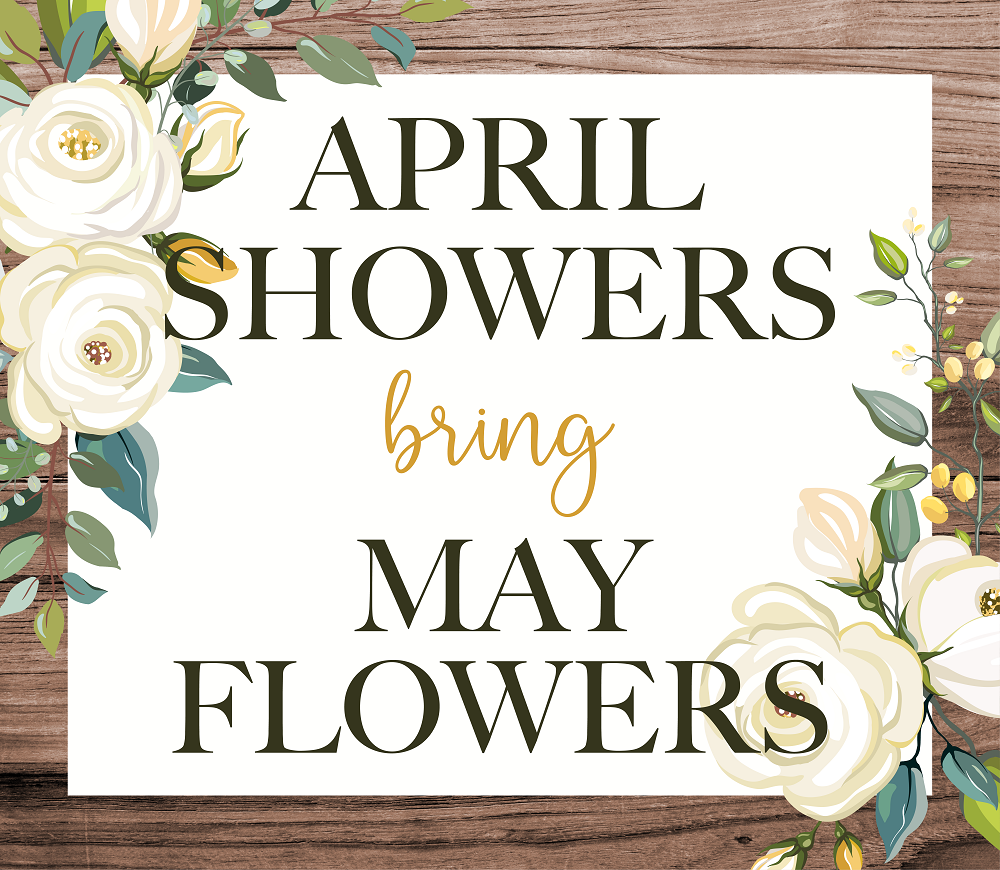 April Showers Printed MDF Wall & Door Sign – Ready-to-Hang Home Décor Accent – No Painting Required