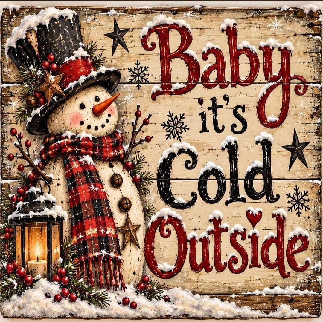 Print Ready Rustic Baby It's Cold Outside  Door Hanger –  Full Color MDF Front Door Decor