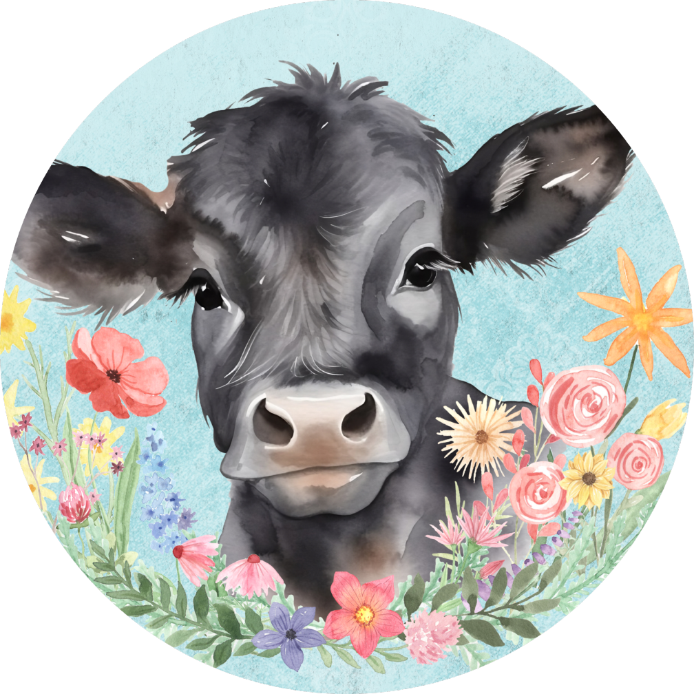 Black Cow Printed MDF Wall & Door Sign – Ready-to-Hang Home Décor Accent – No Painting Required