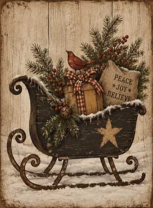 Print Ready Black Sleigh  Door Hanger –  Full Color MDF Front Door Decor