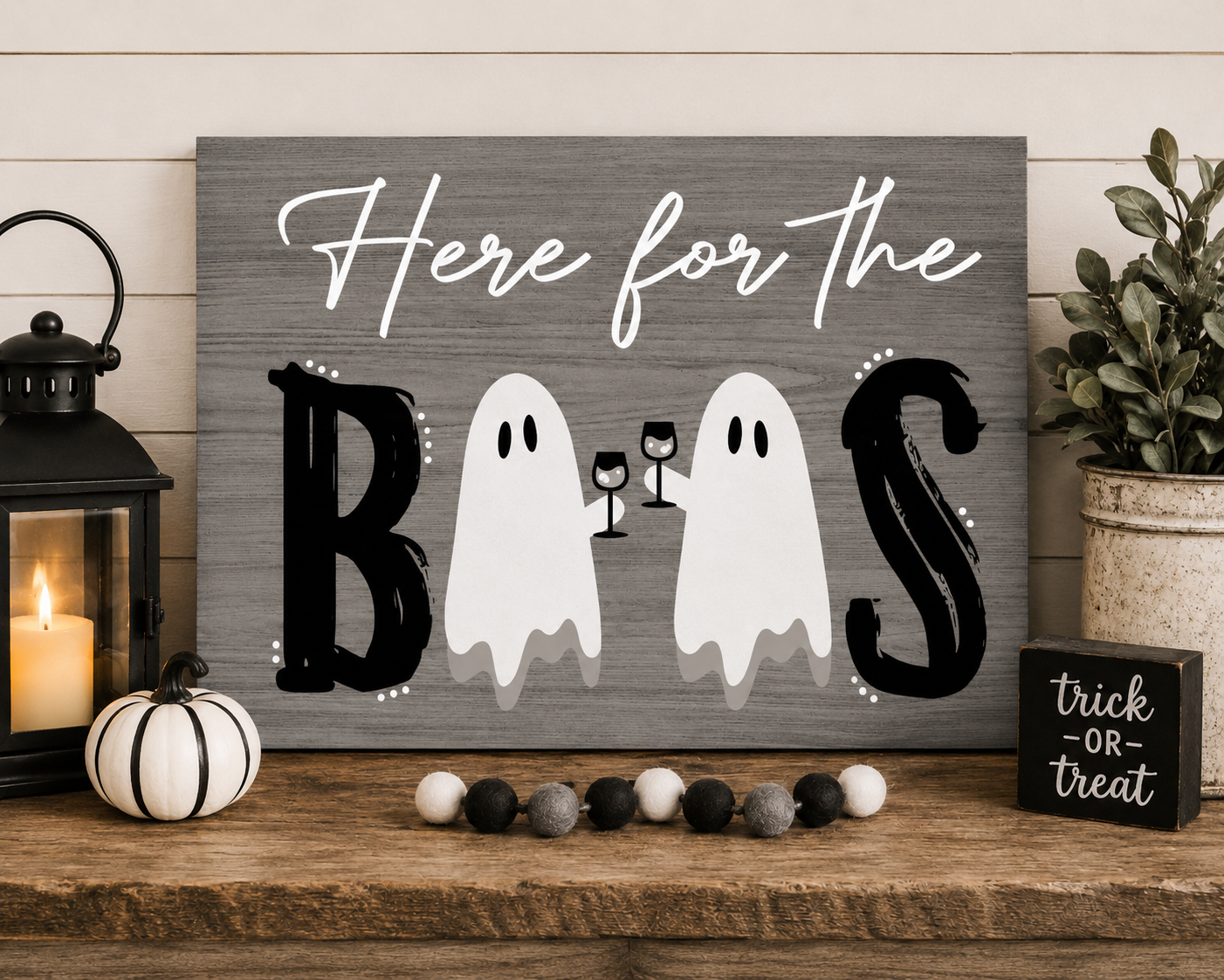 Print Shop Recatangle MDF Cutout Here For The Boos Toasting Ghosts With Wine Glasses