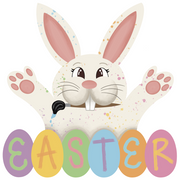 Print Shop Bunny MDF Cutout Easter With Colorful Egg Letters