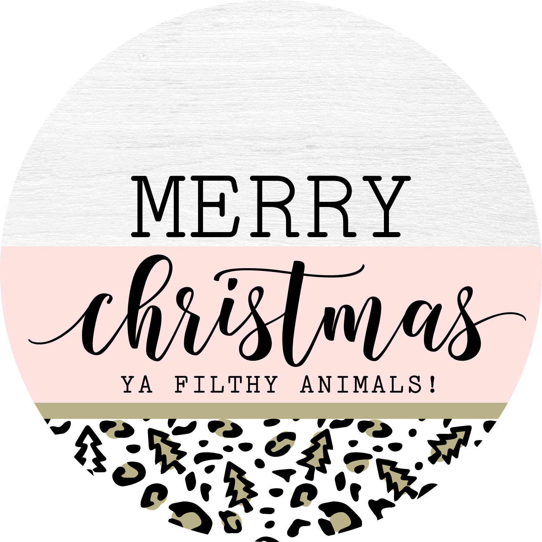 Merry Christmas Cheetah Printed MDF Wall & Door Sign – Ready-to-Hang Home Décor Accent – No Painting Required