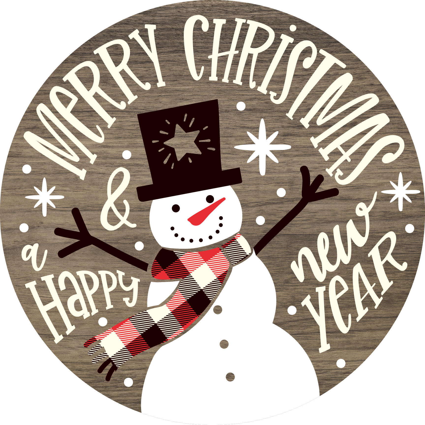 Merry Christmas Happy New Year Printed MDF Wall & Door Sign – Ready-to-Hang Home Décor Accent – No Painting Required