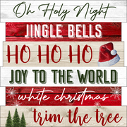 Print Shop Square MDF Cutout Oh Holy Night Jingle Bells Ho Ho Ho Joy To The World White Christmas Trim The Tree