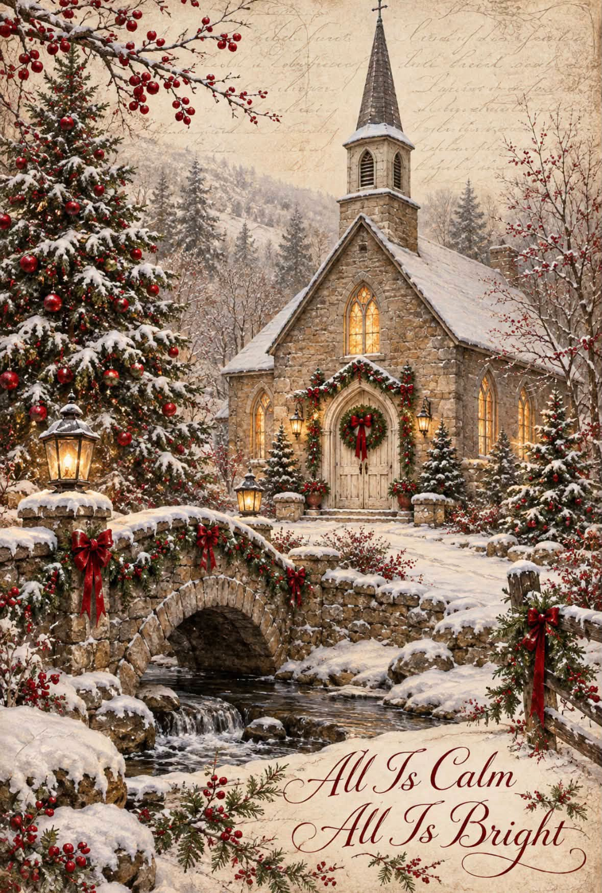 Print Ready Christmas Church Door Hanger –  Full Color MDF Front Door Decor