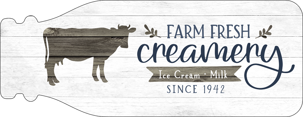 Print Shop Jar MDF Cutout Farm Fresh Creamery Sign With Cow Silhouette Ice Cream Milk Since 1942