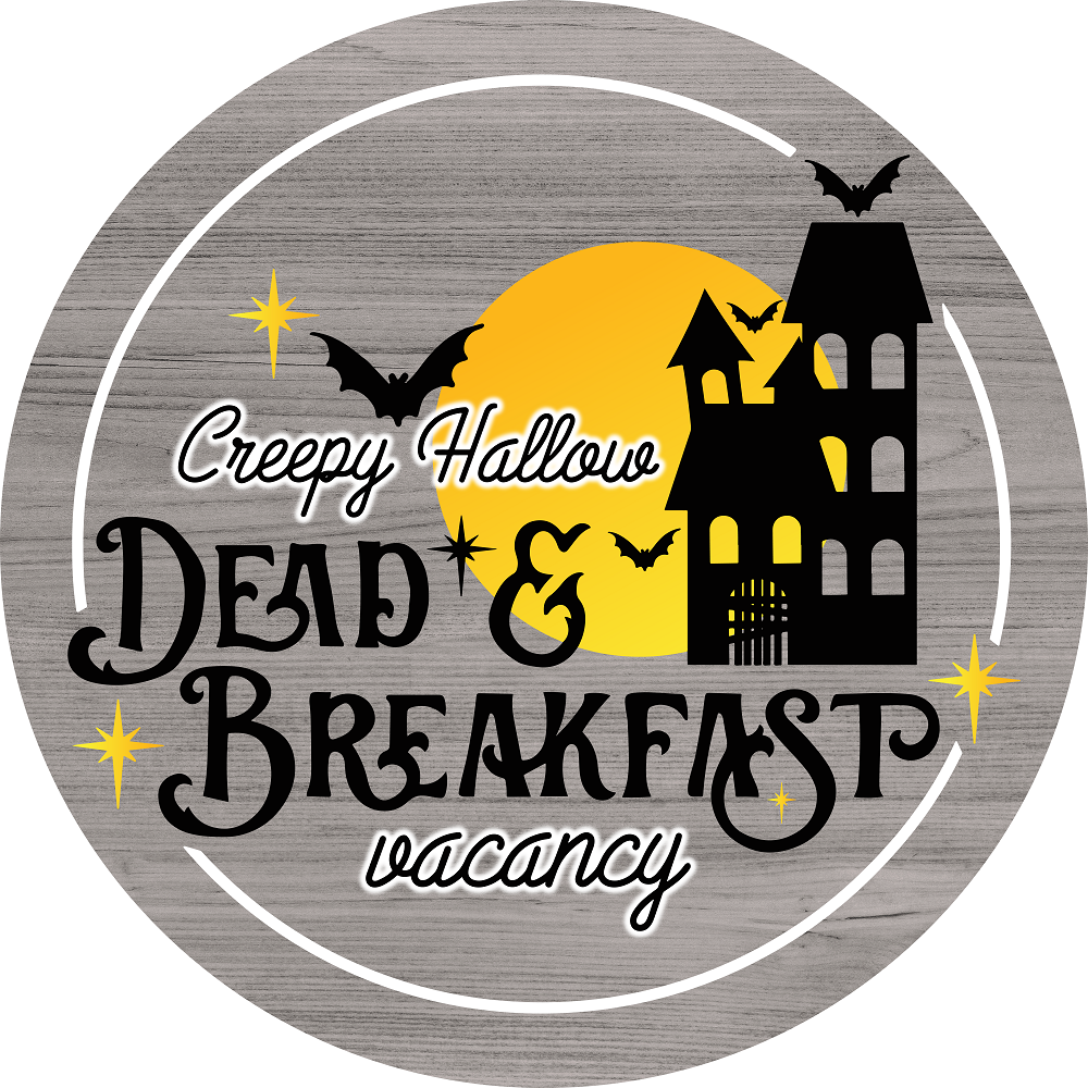 Print Shop Round MDF Cutout Creepy Hallow Dead & Breakfast Vacancy