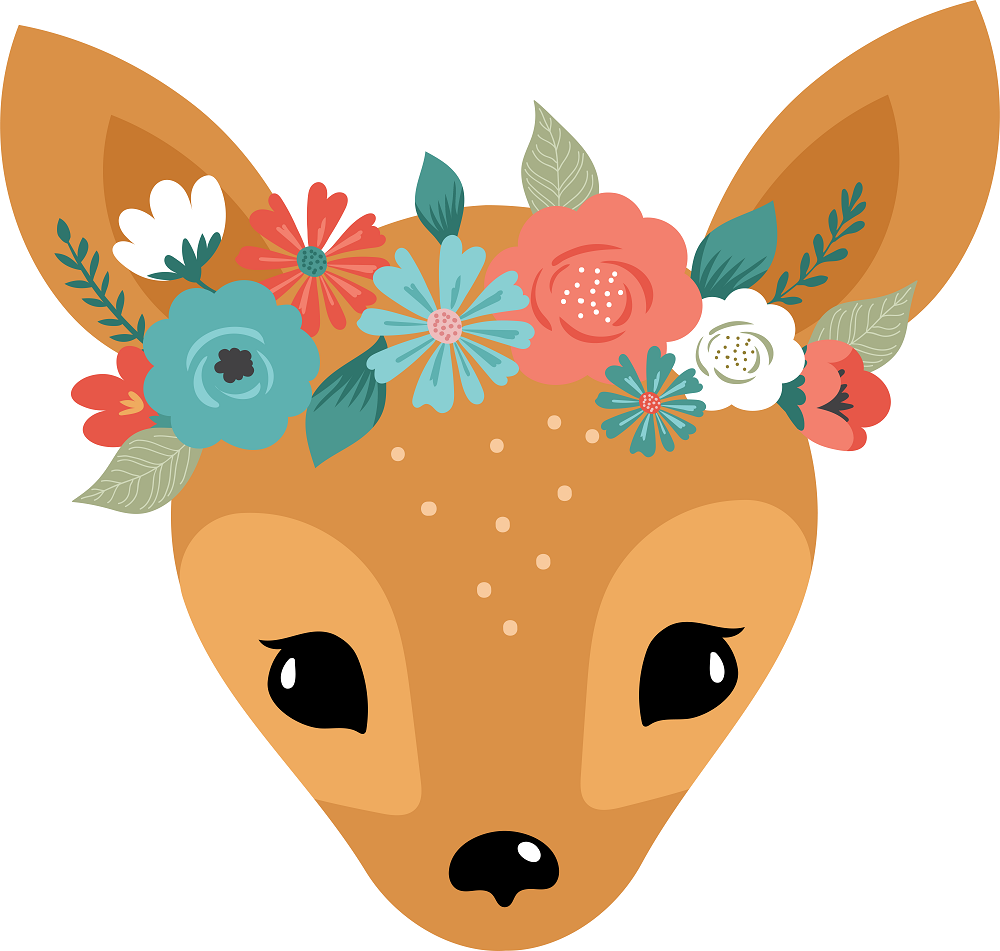 Print Shop Deer Head MDF Cutout Floral Crown