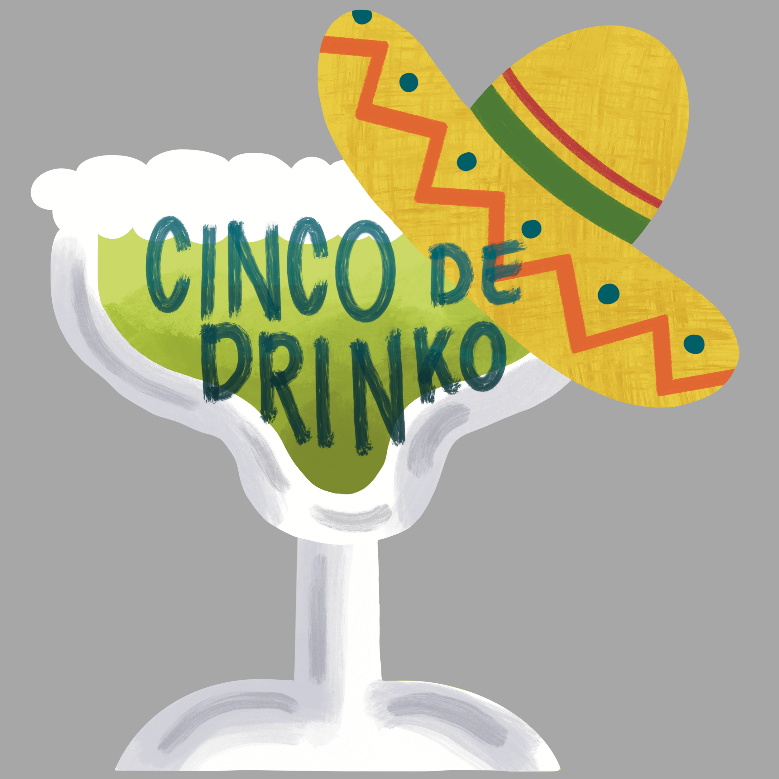 Print Shop Wine Glass MDF Cutout Cinco De Drinko