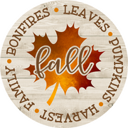 Print Shop Round MDF Cutout Maple Leaf With Script Fall In Orange Gradient