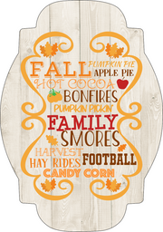 Print Shop Plaque MDF Cutout Fall Words Pumpkin Pie Apple Pie Hot Cocoa Bonfires Pumpkin Pickin Family Smores Harvest Hay Rides Candy Corn Football