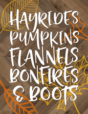 Print Shop Rectangle MDF Cutout Hayrides Pumpkins Flannels & Boots