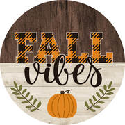 Print Shop Round MDF Cutout Fall Vibes With Pumpkin And Leaves