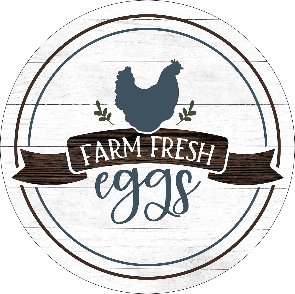 Print Shop Round MDF Cutout Farm Fresh Eggs Rooster Round Sign With Banner