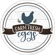 Print Shop Round MDF Cutout Farm Fresh Eggs Rooster Round Sign With Banner