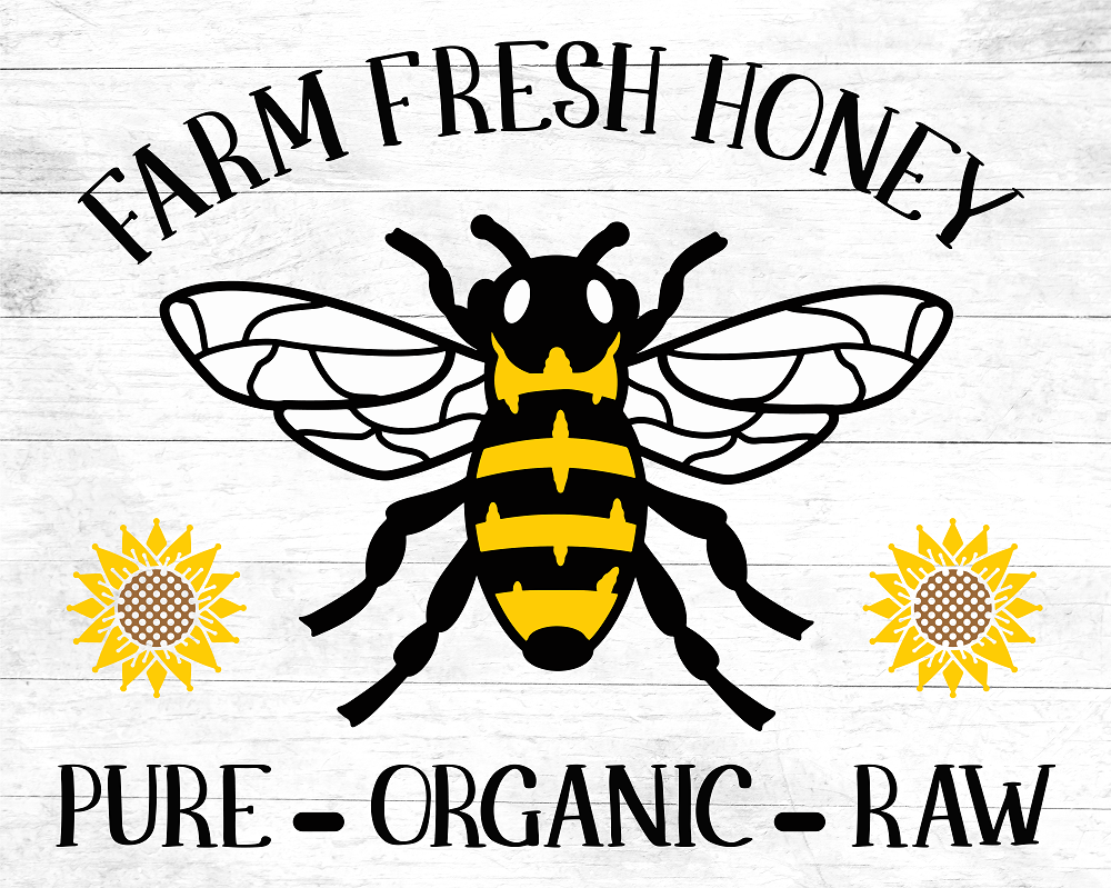 Print Shop Rectangle Bee With Sunflowers MDF Cutout Farm Fresh Honey