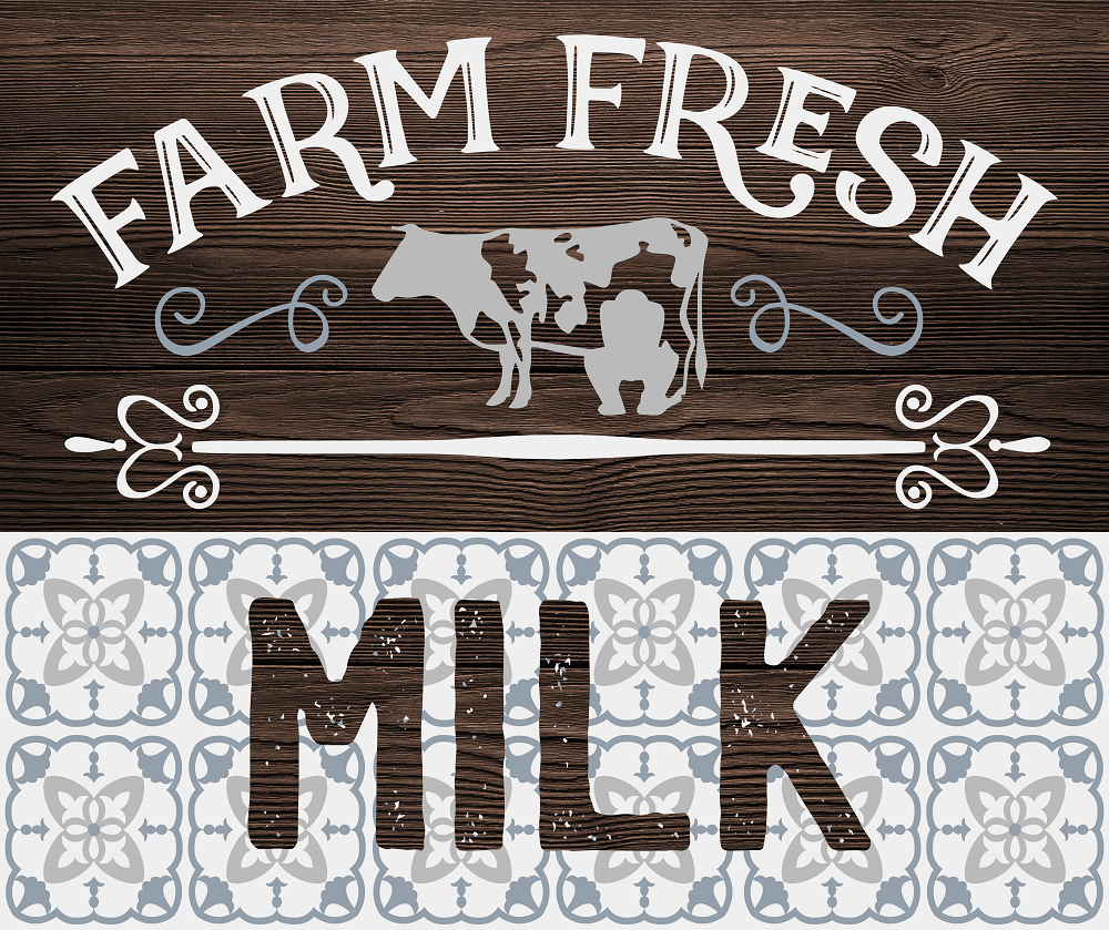 Print Shop Square Sign MDF Cutout Farm Fresh Milk Cow Silhouette