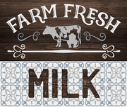 Print Shop Square Sign MDF Cutout Farm Fresh Milk Cow Silhouette