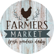 Print Shop Round MDF Cutout Farmers Market Fresh Produce Daily