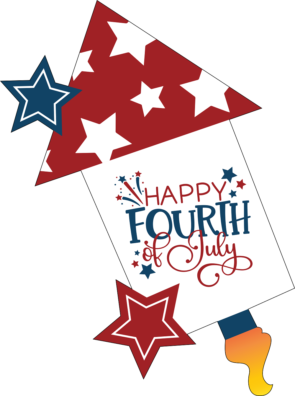 Print Shop Rectangle Card MDF Cutout Happy Fourth Of July