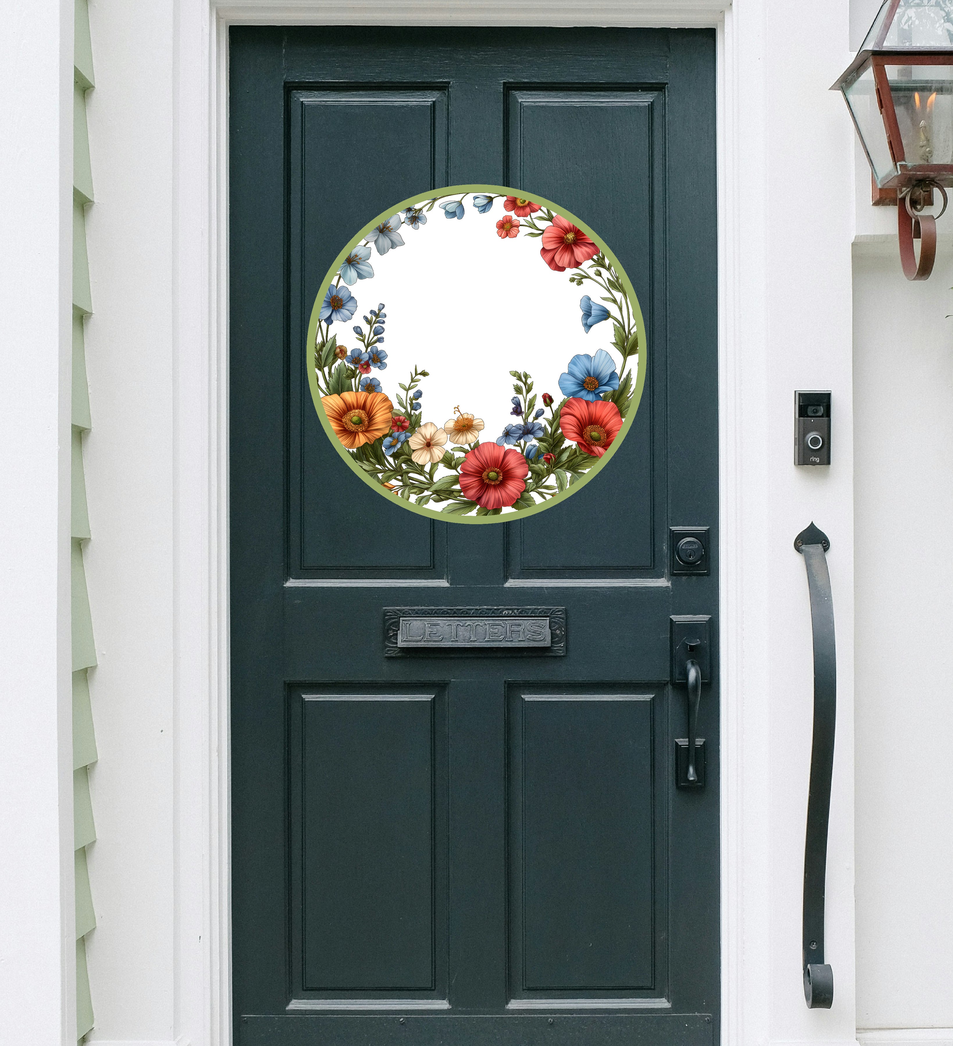 Flower Wreath  Printed MDF Wall & Door Sign – Ready-to-Hang Home Décor Accent – No Painting Required