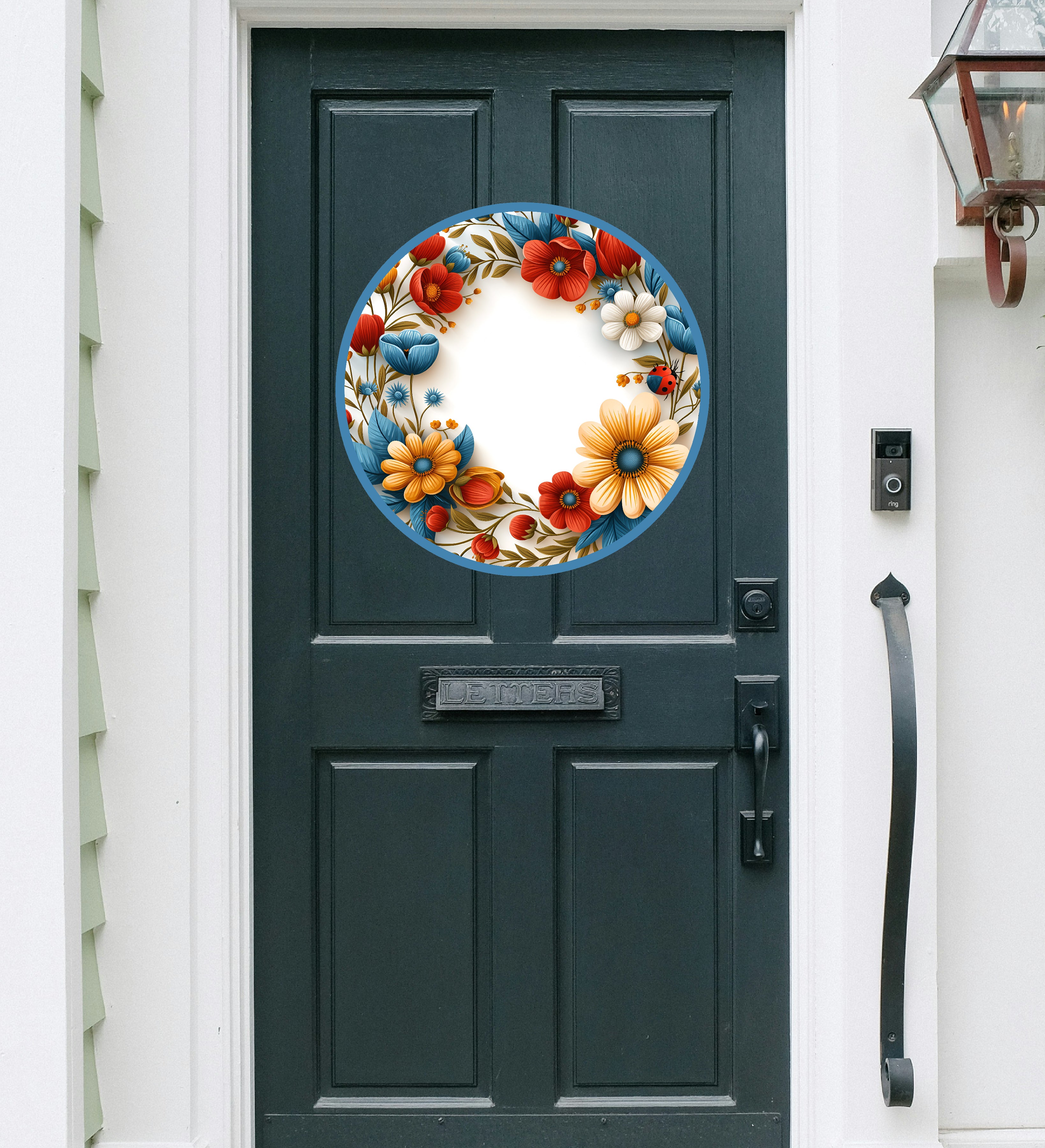 Flower Wreath  Printed MDF Wall & Door Sign – Ready-to-Hang Home Décor Accent – No Painting Required