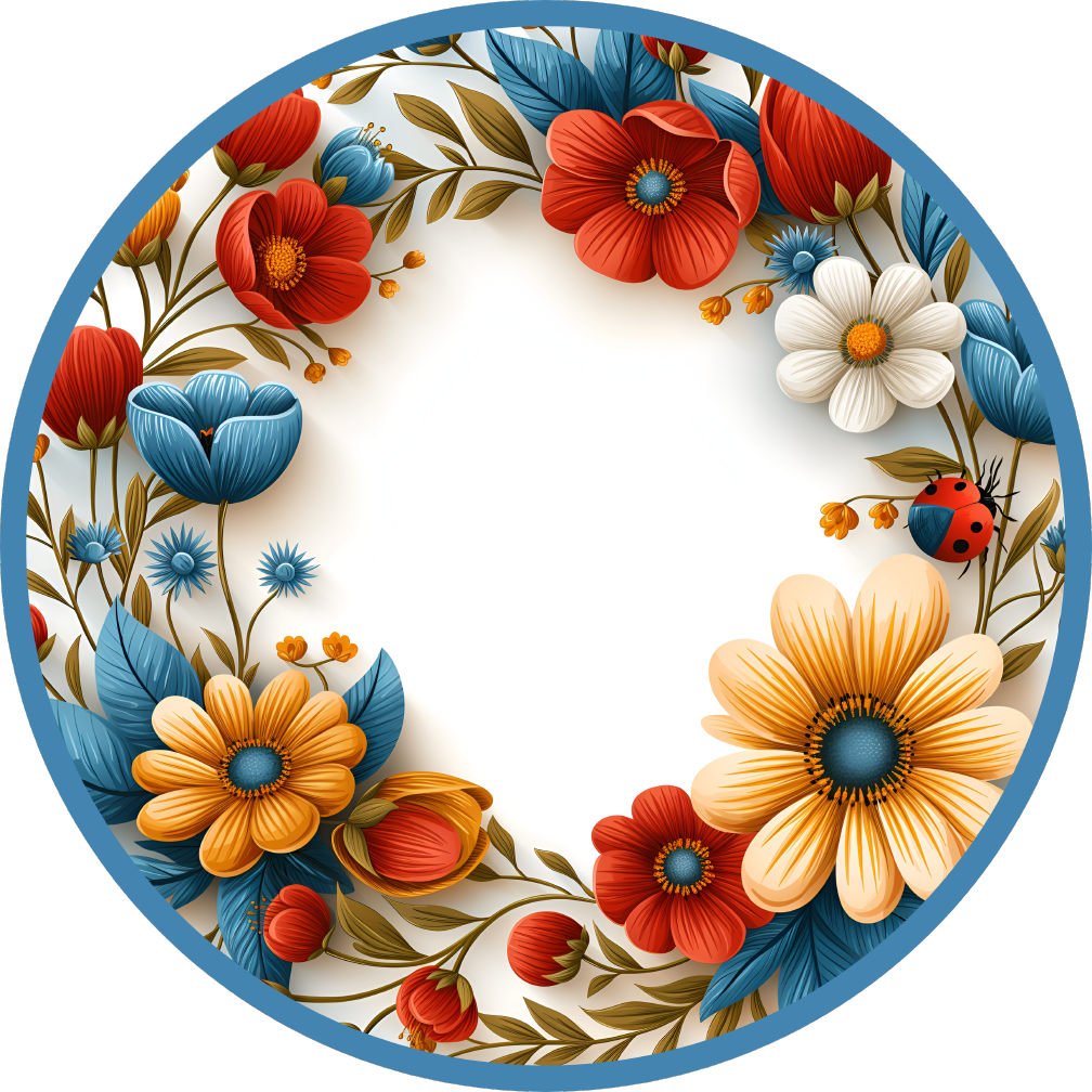Flower Wreath  Printed MDF Wall & Door Sign – Ready-to-Hang Home Décor Accent – No Painting Required