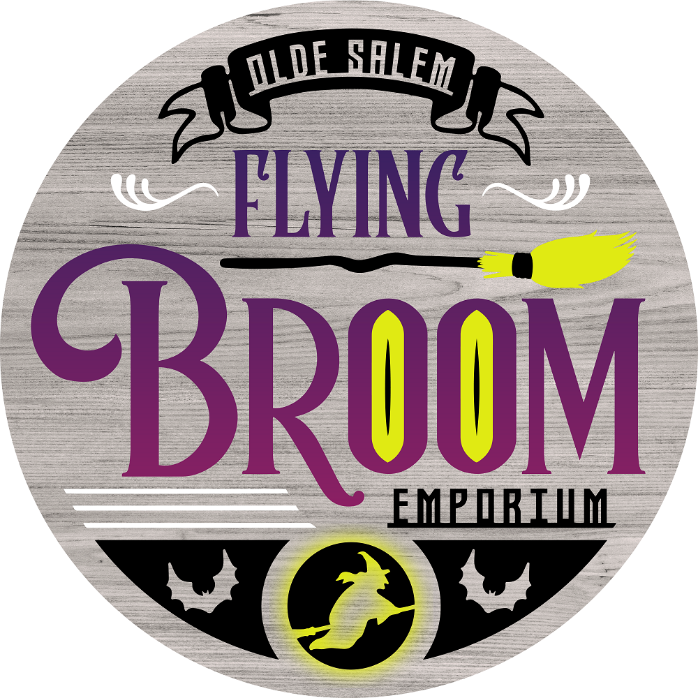 Print Shop Round MDF Cutout Olde Salem Flying Broom Emporium